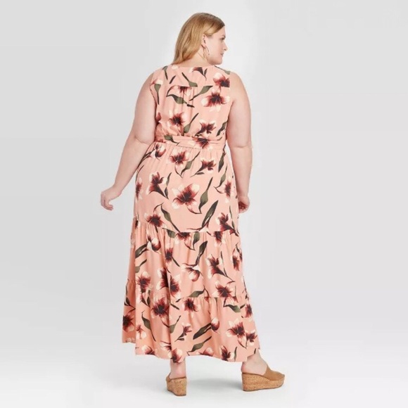 NWT Ava & Viv Floral Print Sleeveless Pink Dress - Picture 2 of 8